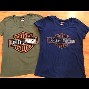 2 Harley Davidson Blinged T-Shirts